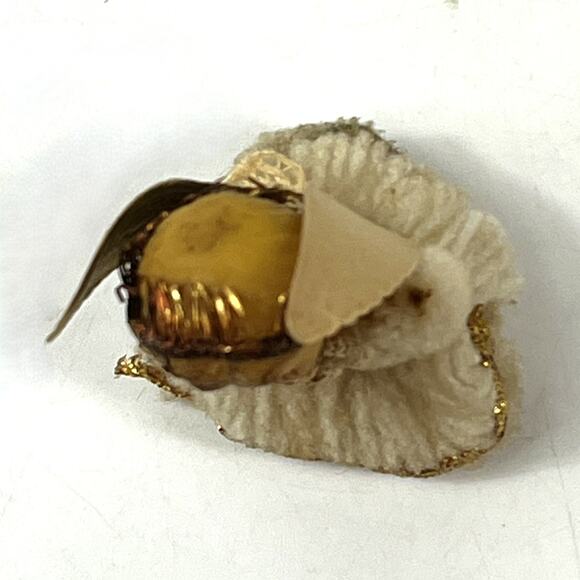 Vintage Yarn Angel Ornament Handmade Felt Wings Gold Trim 2" Christmas Decor - Picture 5 of 7